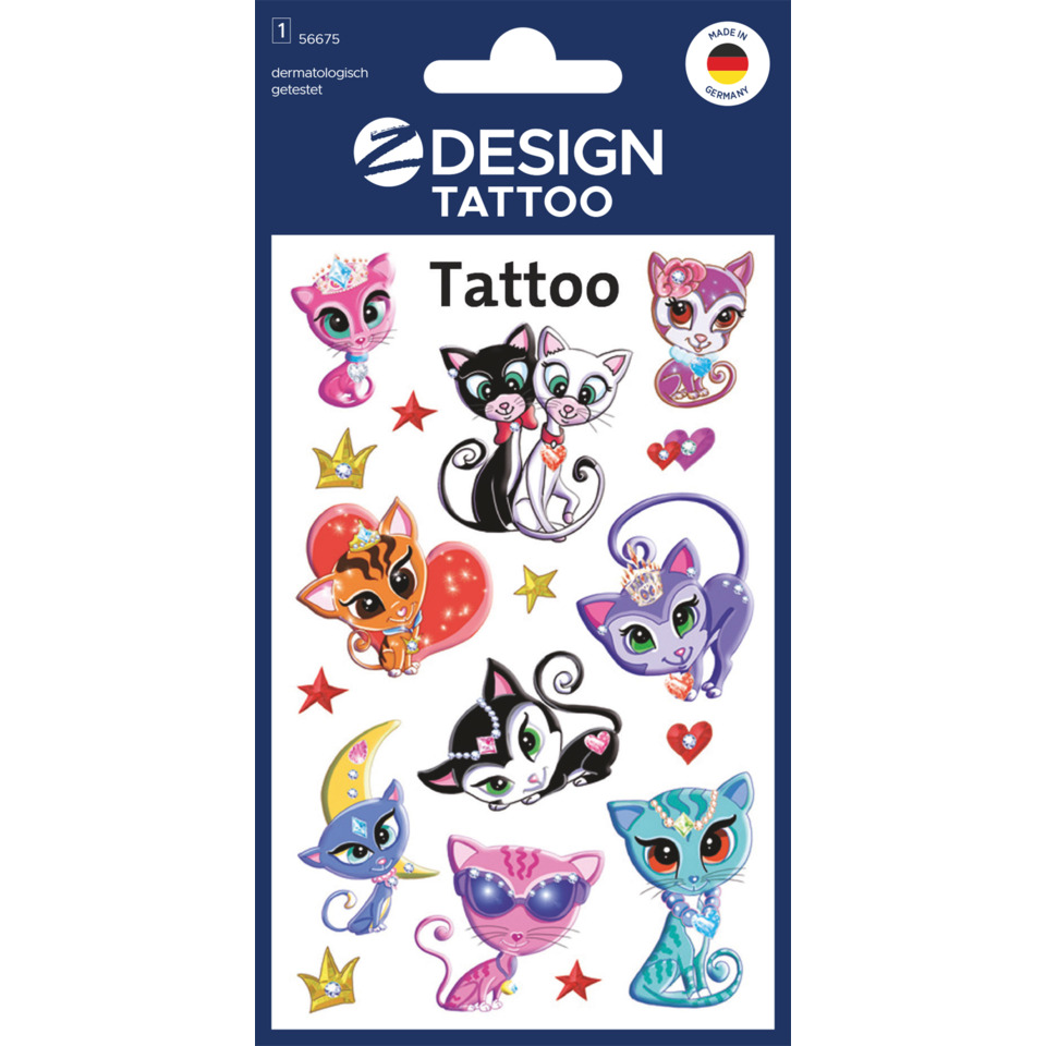 Tattoo, Katzen, Sticker, Design, Katzen Sticker
