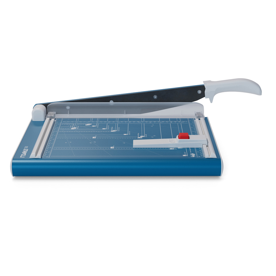 Schneidemaschine, Papierschneidemaschine, Metallständer, Blau, Klingenführung