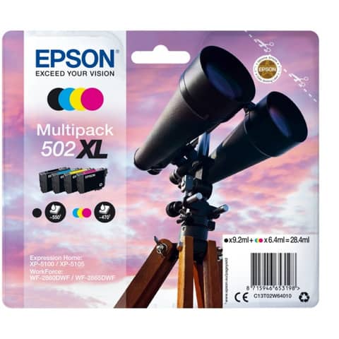 Multipack Nr.502XL schwarz, cyan, magenta, yellow EPSON C13T02W64010