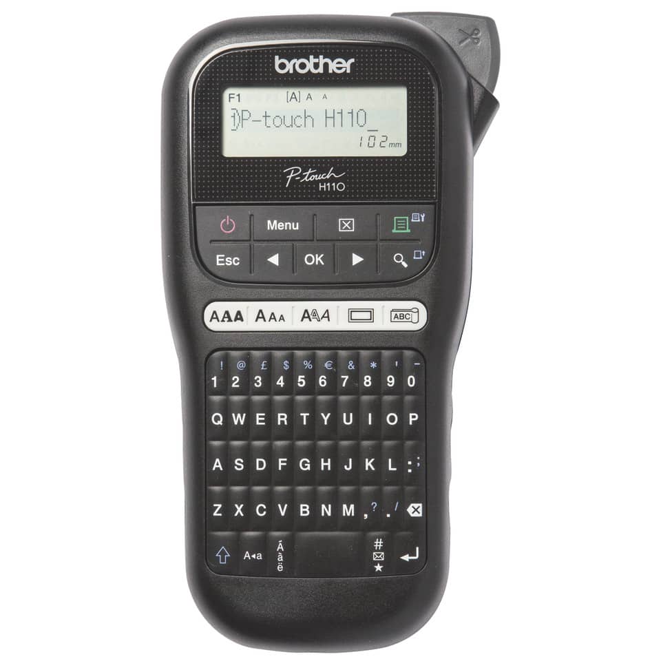 handheld, labeler, p-touch, keyboard, gadget