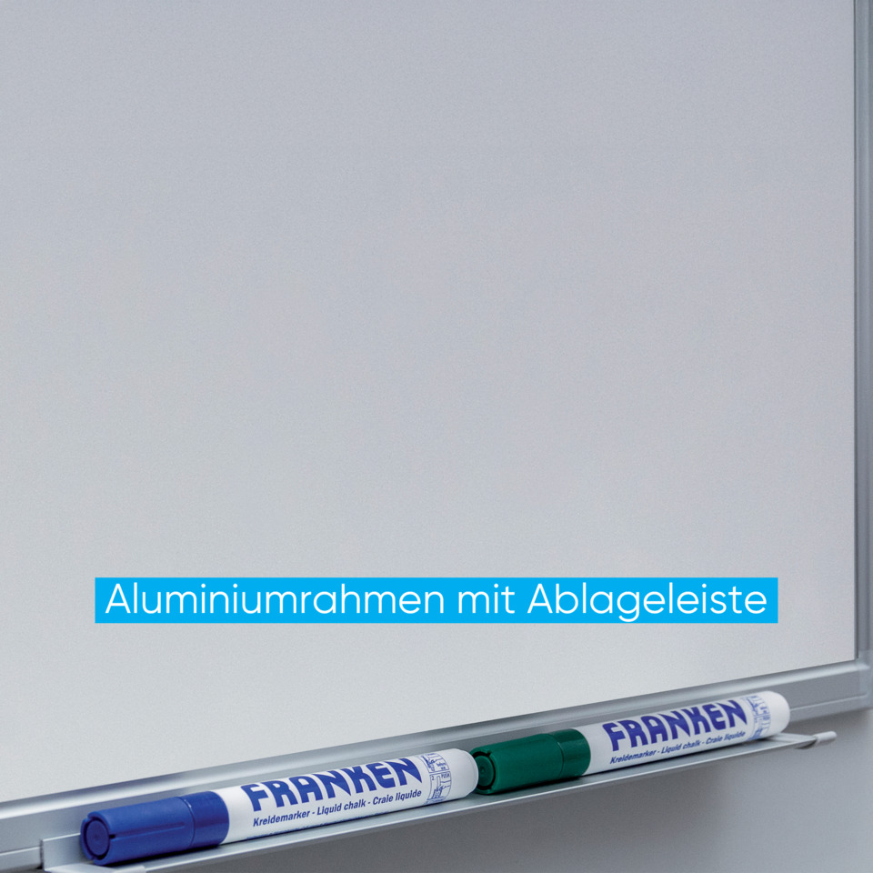 Aluminiumrahmen, Tafelbereich, Ablageliste, Whiteboard, Markerhalter