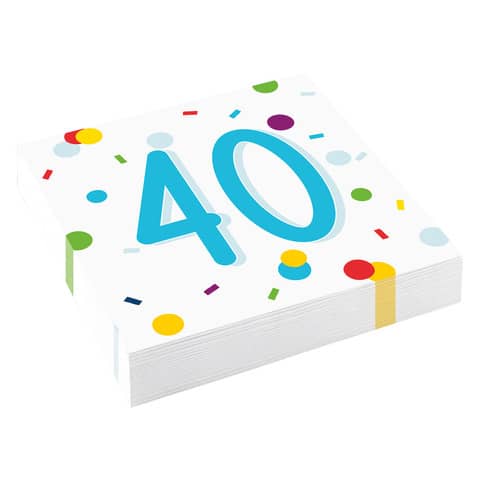 Motivserviette 40. Geburtstag, 33 x 33cm, 3-lagig AMSCAN 9906763