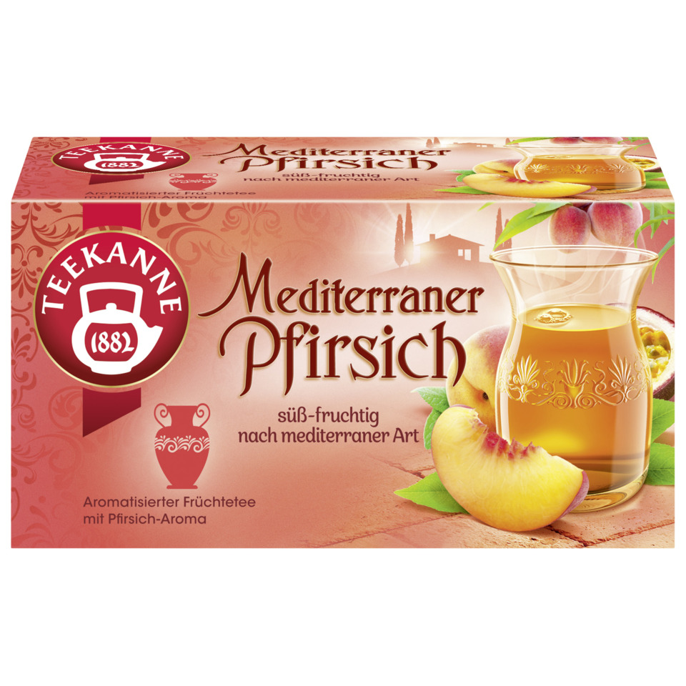 Mediterraner, Pfirsich, Früchtetee, Aroma, Teekarton