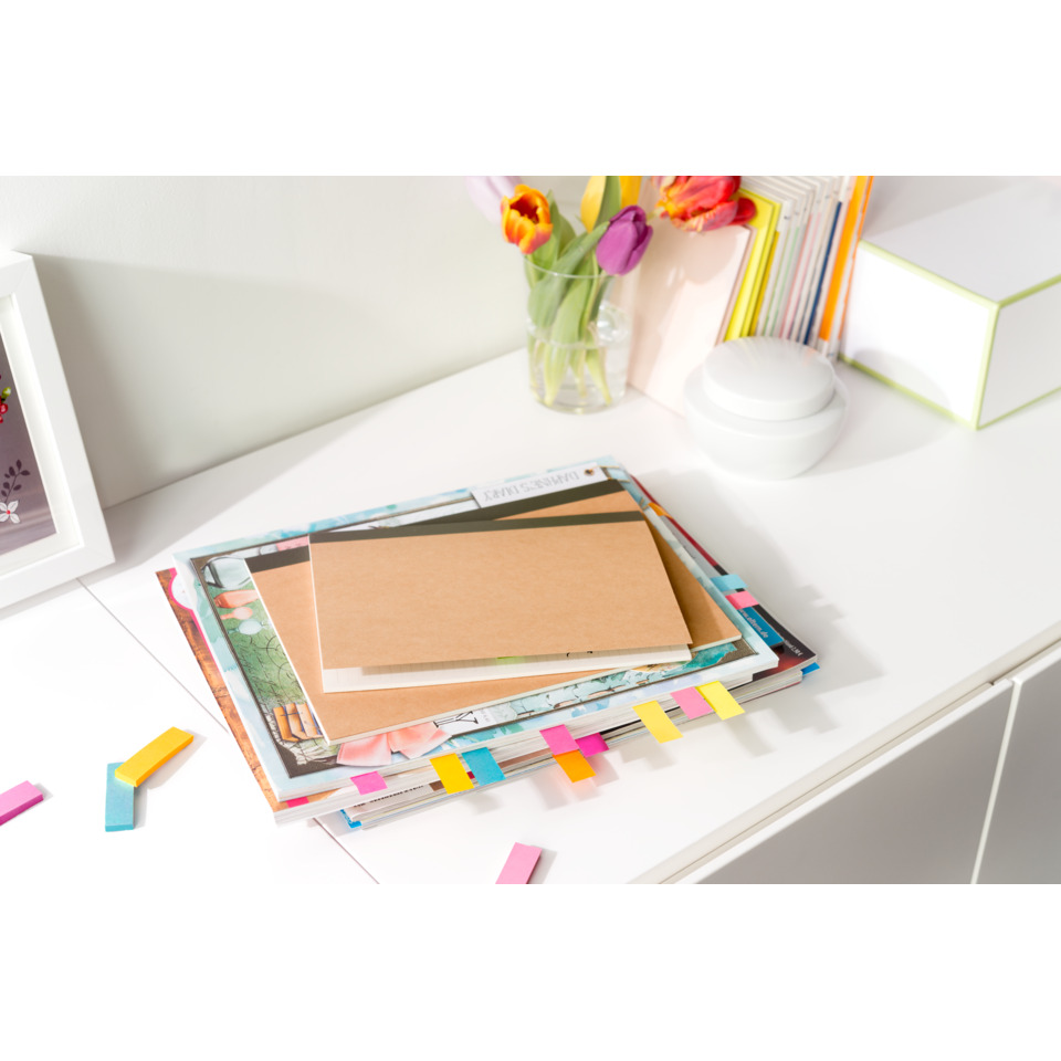 Notizblock, Fotokarten, Ordner, Bunte Post-its, Schreibtisch-Organizer