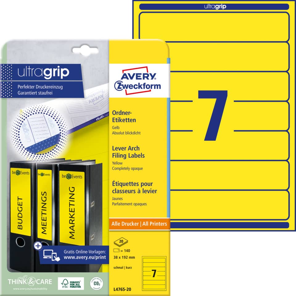 Etiketten, Ordner, Etikettenbögen, Binder, Avery Etiketten