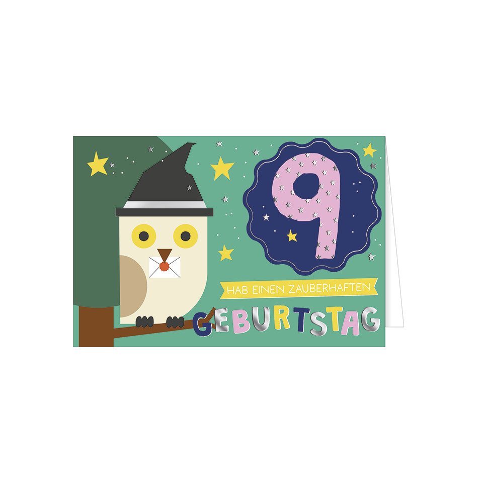 Geburtstag, Eule, Nacht, Sterne, Karte
