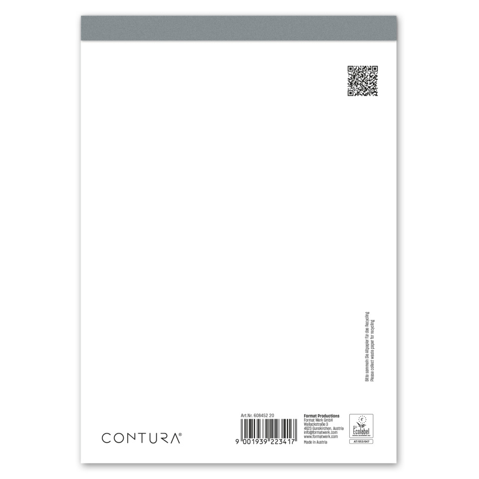 klar sichtbar, Barcode, Contura, Rückseite der Verpackung, grauer Oberrand