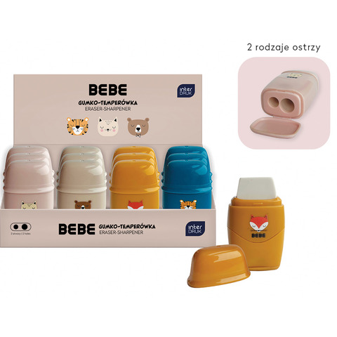 Doppelspitzer+Radierer BEBE Friends, 12 Stück, sortiert INTERDRUK I49194