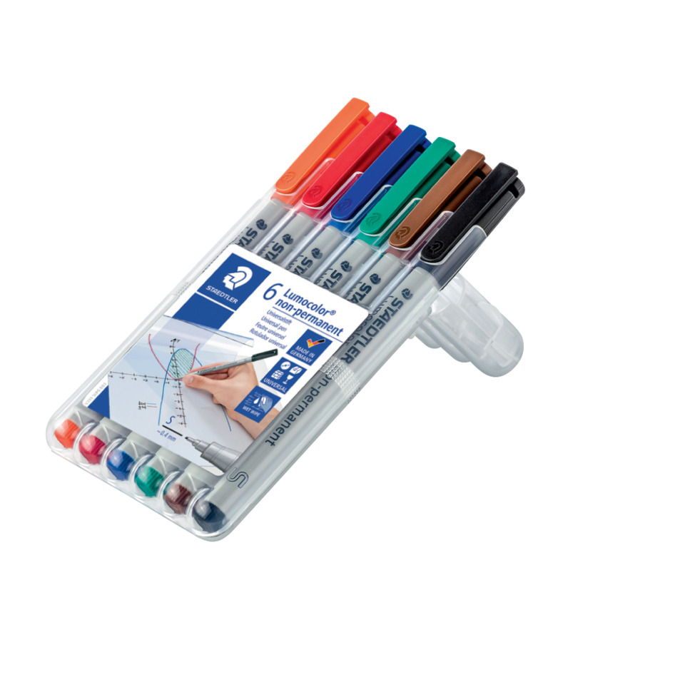 Markerstifte, Farben-Set, Nicht permanent, Feine Spitze, 6er-Pack