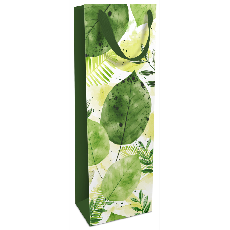 geschenktüte, Blättermuster, grünes Design, Naturdruck, botanische Tüte