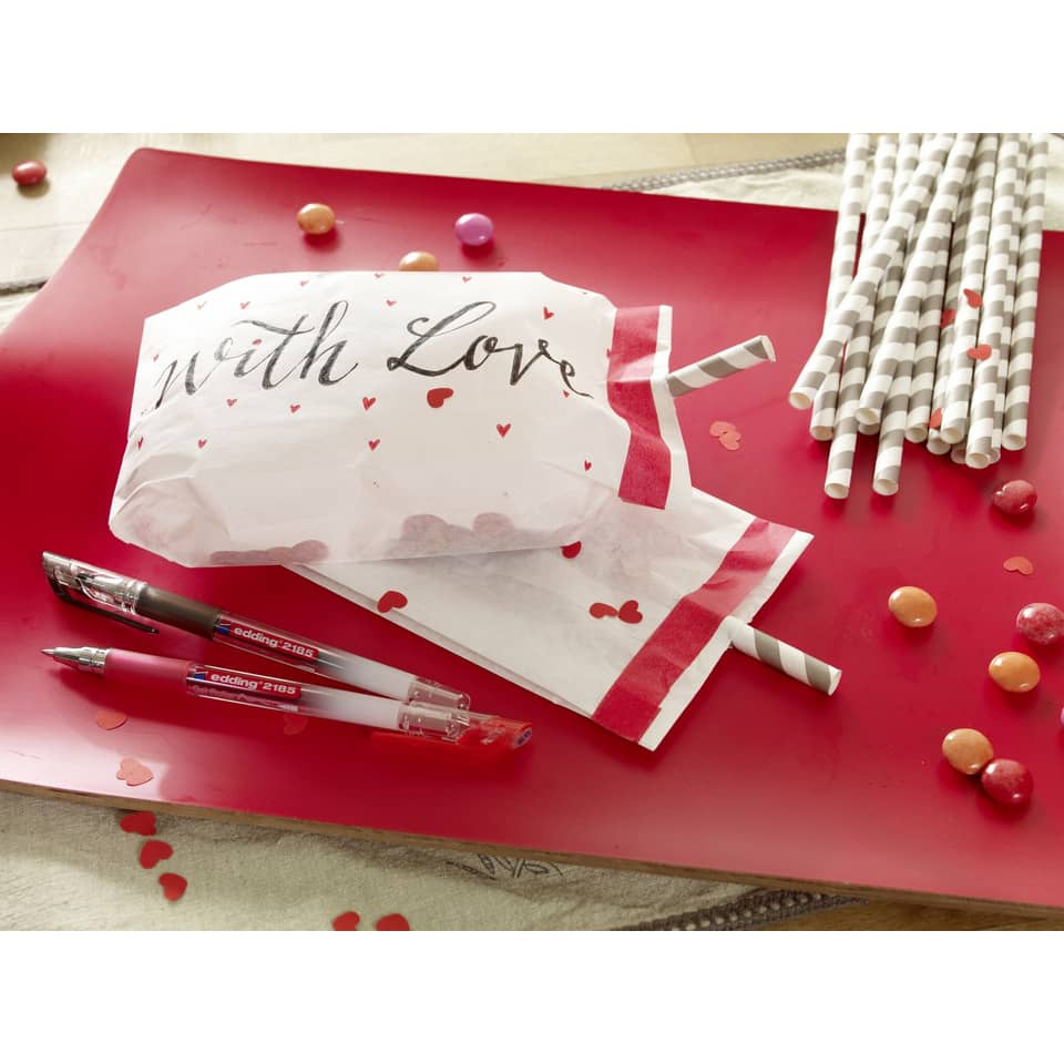 Valentine, Wrap, Papiertüte, Strohhalme, Kugelschreiber