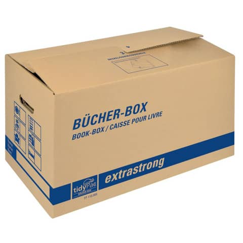 Transportbox, Bücherbox, 575 x 295 x 335 mm, extrastarke Doppelwellpappe, braun TIDYPAC TP110.005