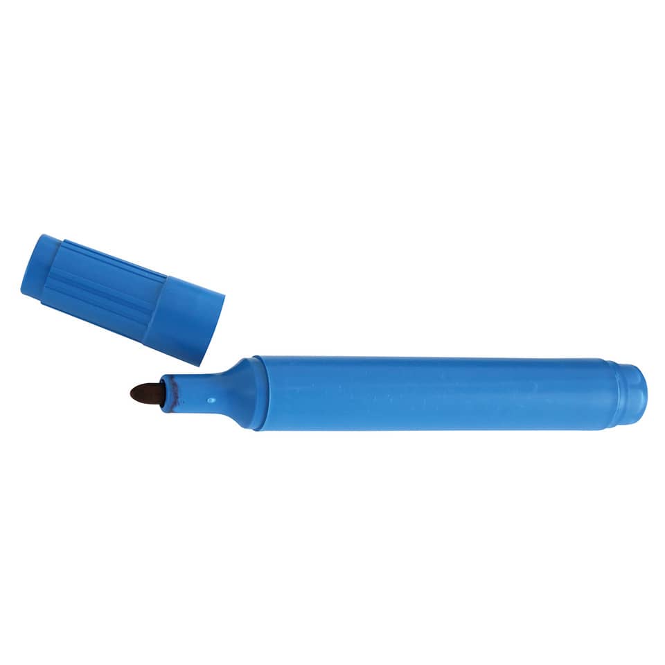 Marker, Permanent marker, Blue marker, Chisel tip, Pen-style marker