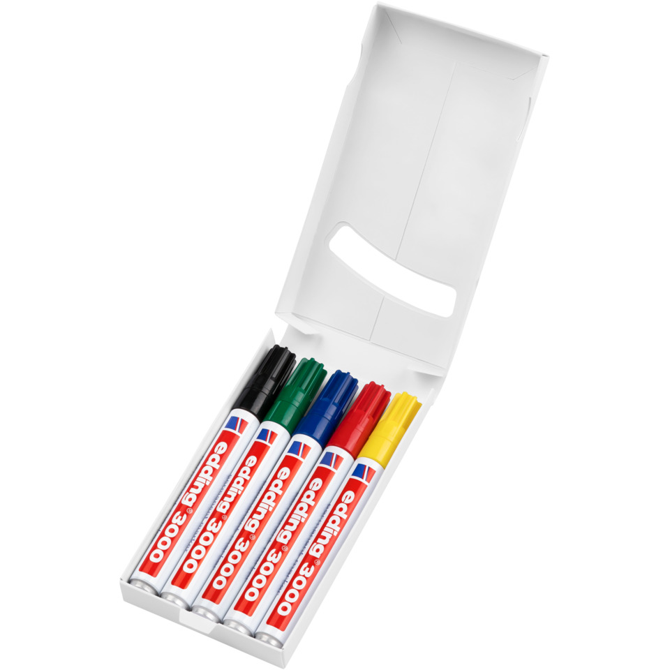 Markerstifte, 8er-Set, Weißes Case, verschiedene Farben, Edding 3000