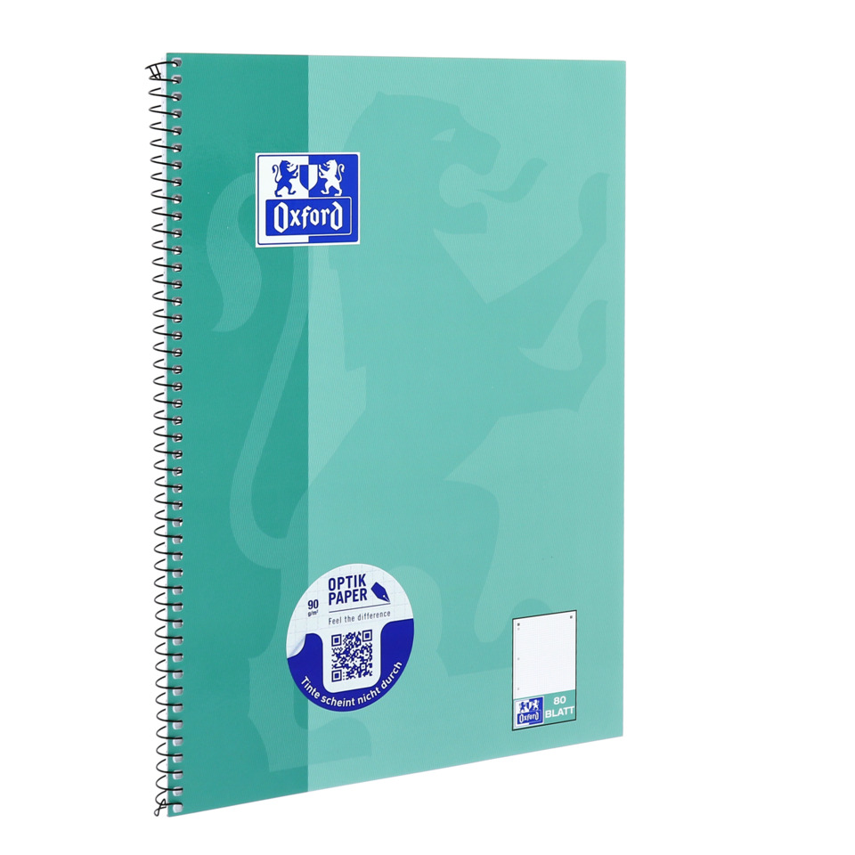 notebook, spiral-bound, Oxford, optik paper, teal notebook