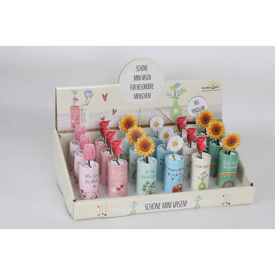 Mini-Vase rund, 3 x 7 cm, Porzellan, sortiert EigenArt 219953