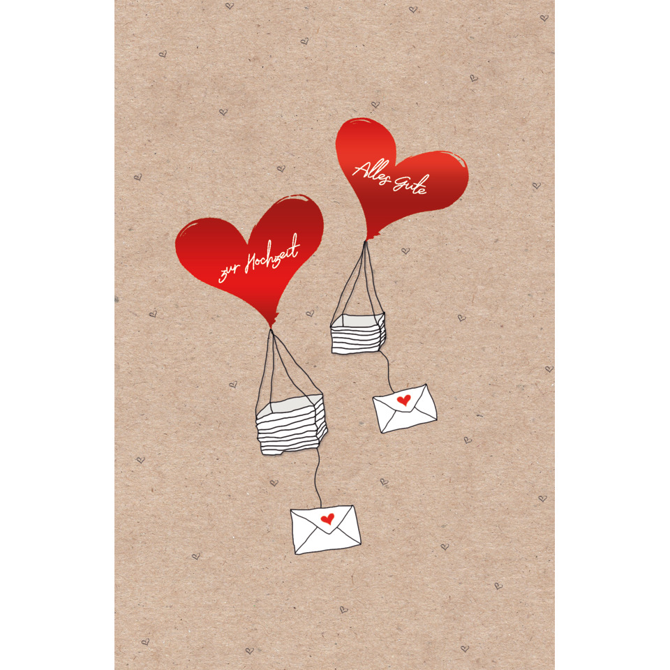 Herzballons, Luftballons, Briefumschläge, Kartenmotiv, Hochzeit