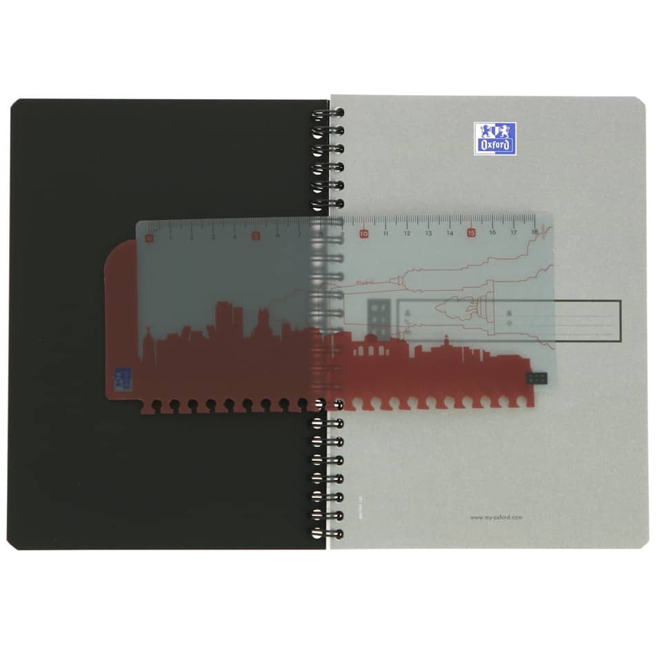notebook, spiral-bound, graph ruler, transparent card, Oxford branding