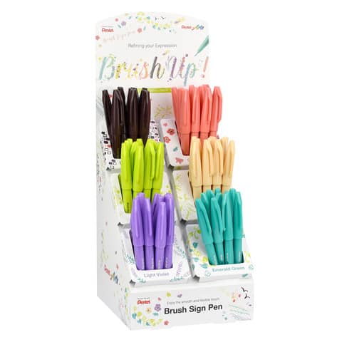 Faserschreiber Brush Pen sortiert  im Display PENTEL SES15C-6E1