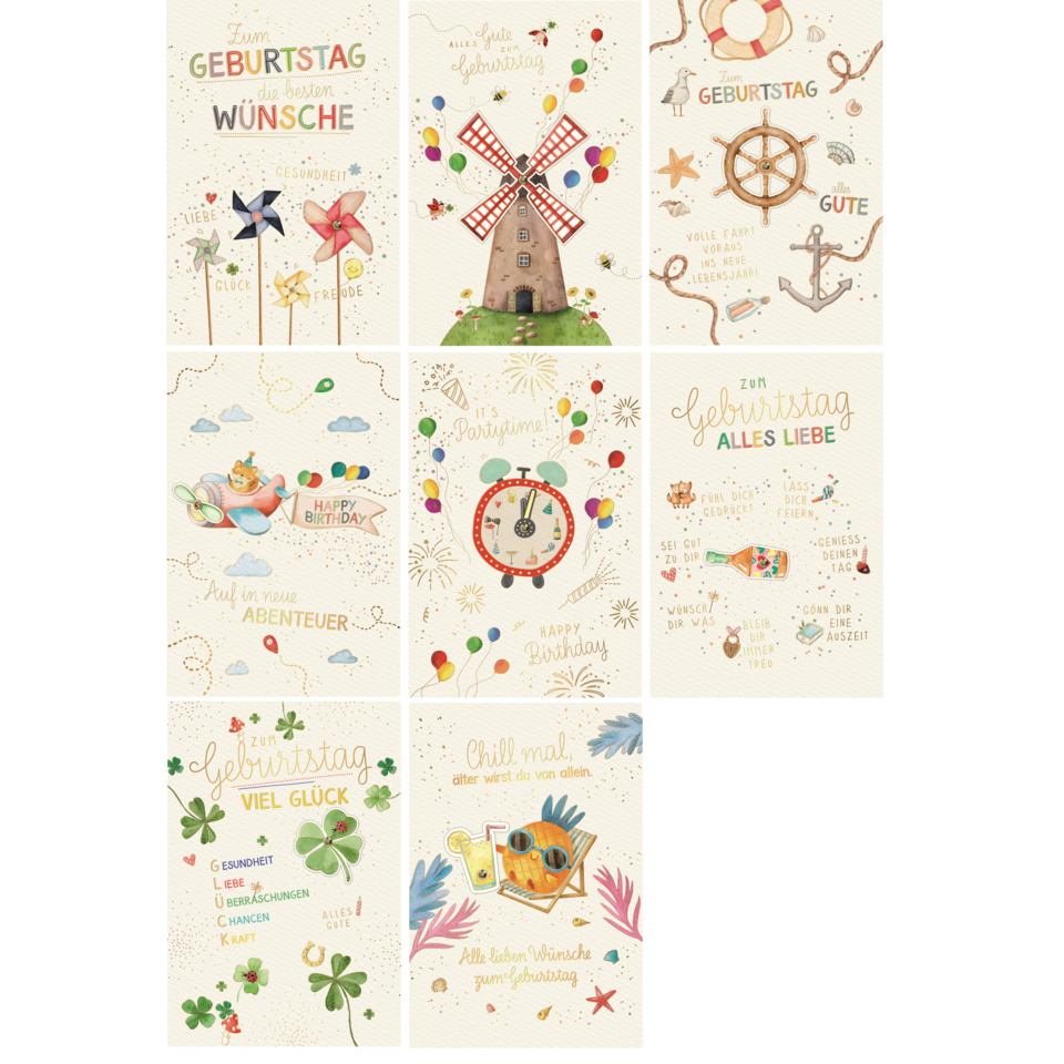 Geburtstag, Glückwünsche, Kartenmotiv, Blumen, Windmühle