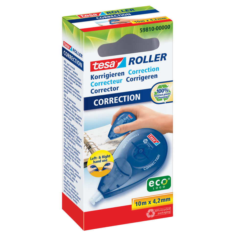 Korrekturband, Korrekturroller, Transparentkappe, Korrekturmittel, Roller