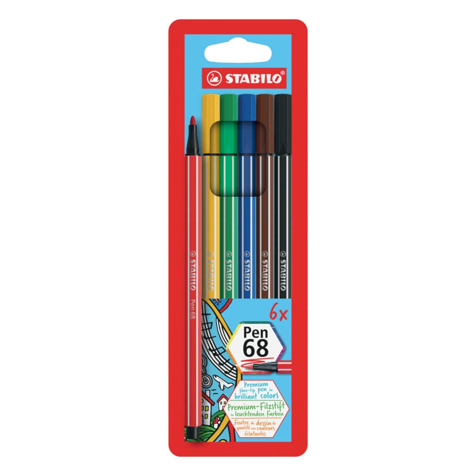 Stabilo, Filzstifte, Buntstifte, Pen68, 6er-Pack