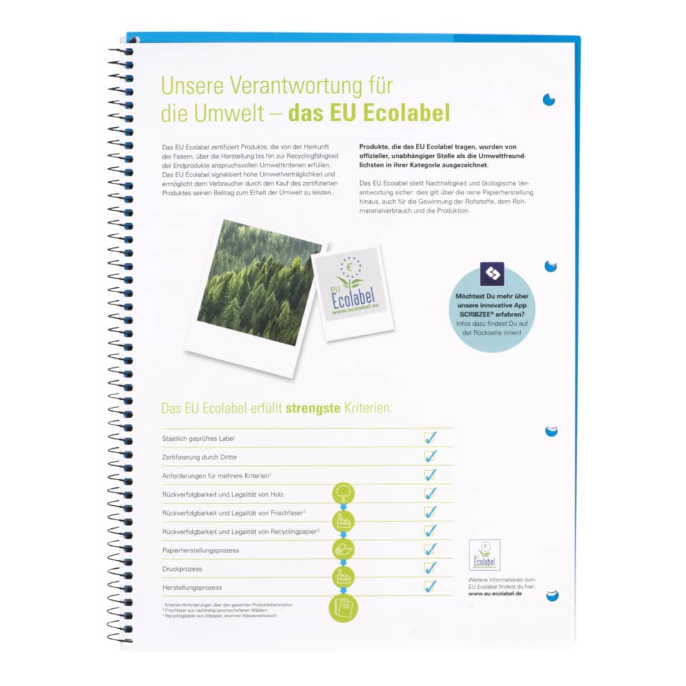 Spiralheft, Notizbuch, EU Ecolabel, Umweltfreundlich, Druckprozess