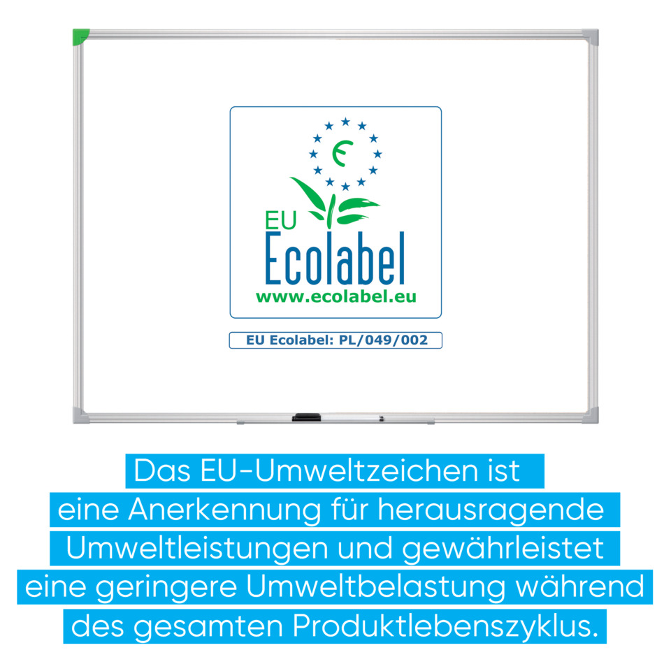 euro label, eu ecolabel, umweltlabel, whiteboard sticker, grünes pflanzenmotiv