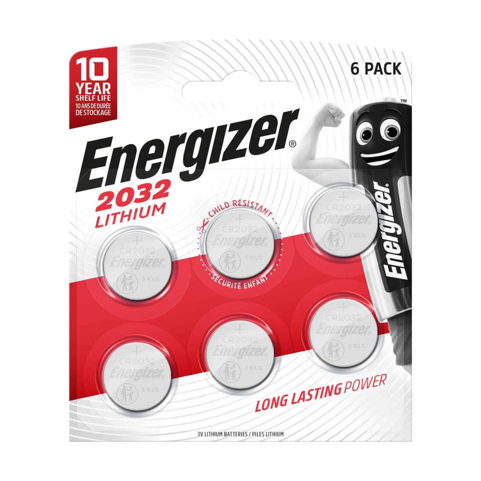 Lithium Batterie, CR2032, Knopfzellen, 6er Pack, Energizer