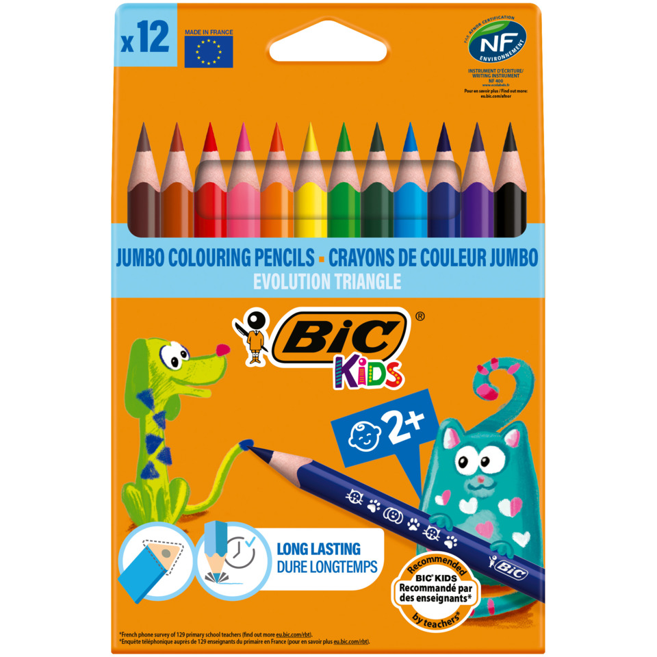 Farbstiftetui Kids ECOlutions EVOLUTION Triangle, sortiert, Kartonetui à 12 Stück BIC 82973511