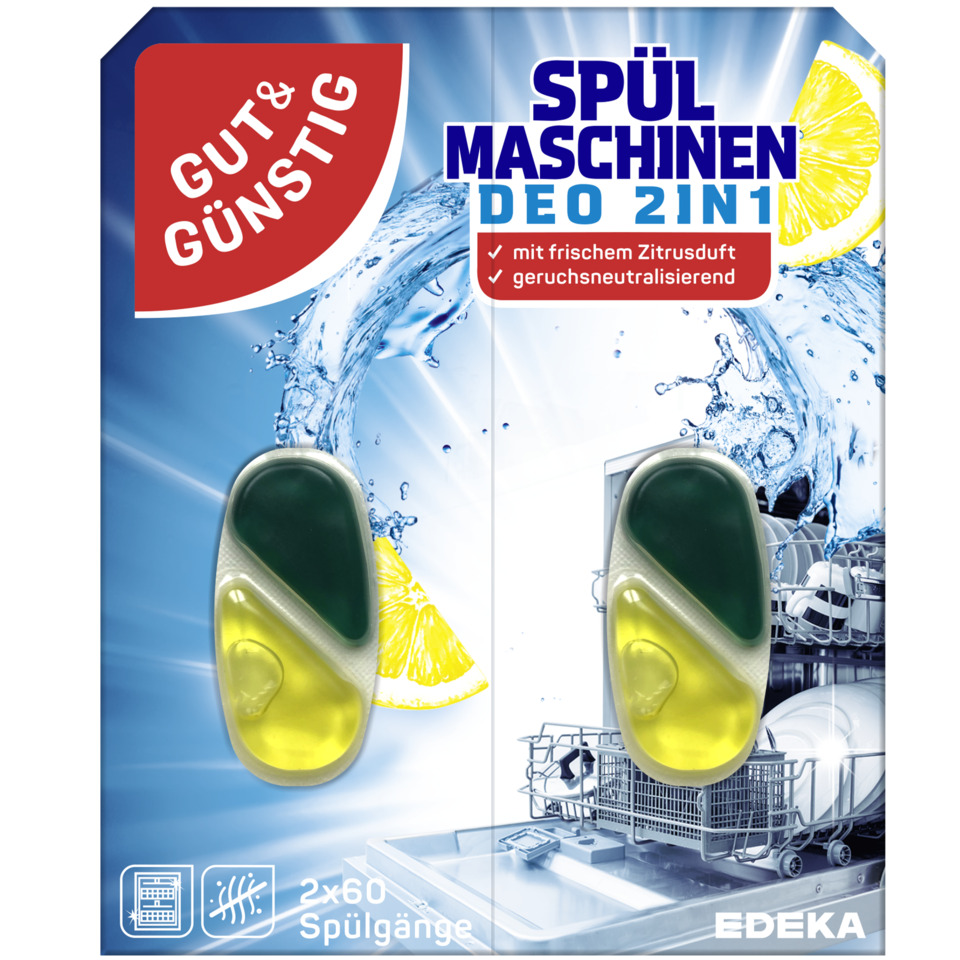 Spülmaschinenreiniger, Spülmittel, Geschirrspülertabletten, Zitrusduft, Kapseln