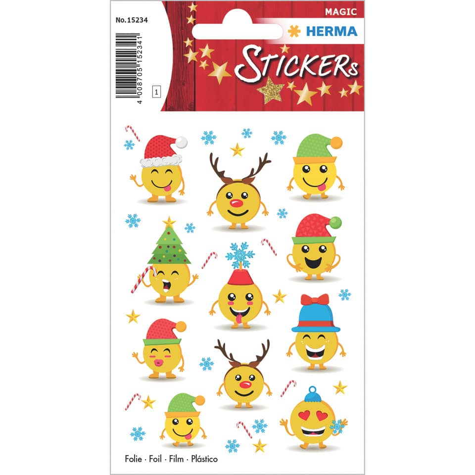 stickers, Weihnachtsaufkleber, Emoji, verschiedene Figuren, Wintermotive