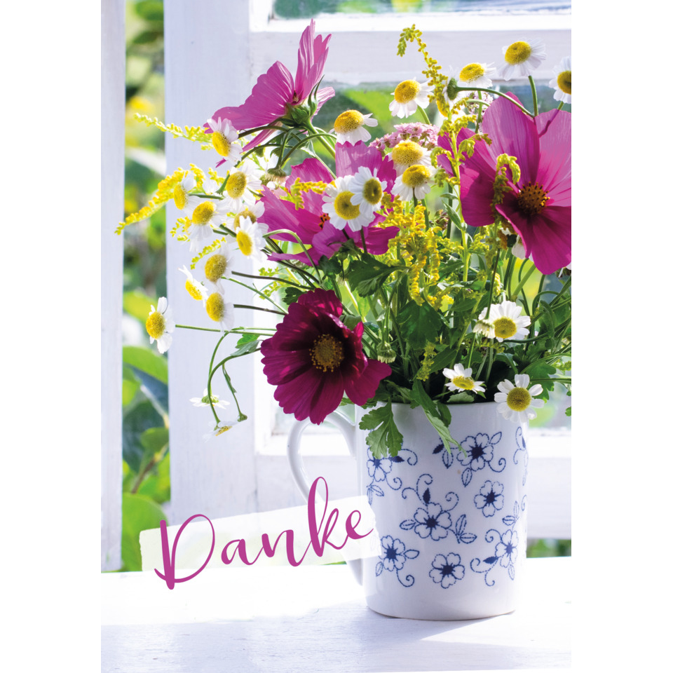 Blumenstrauß, Vase, Gartenblumen, Kamille, Margariten