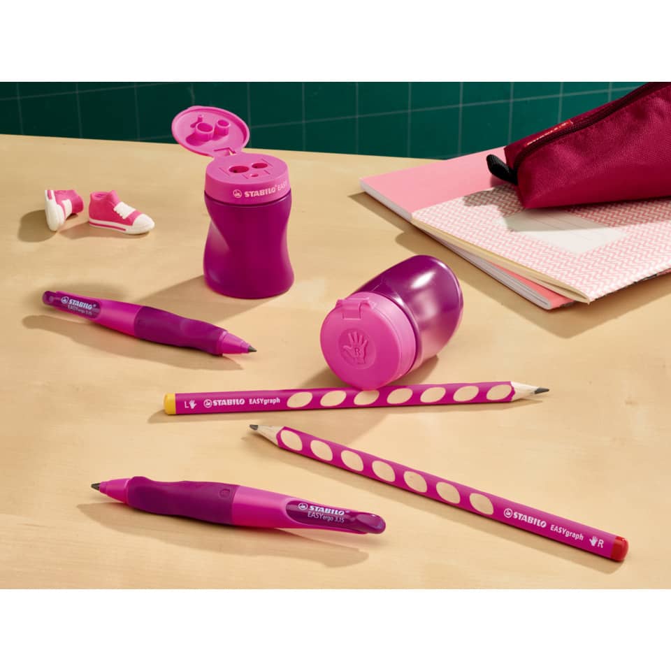 pink, stationery, markers, pencils, eraser cap