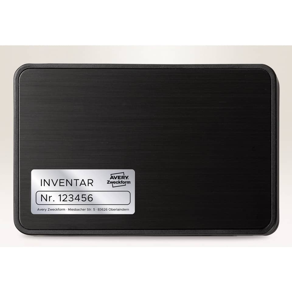 Adressbuch, Inventaranhänger, metallisches Etikett, schwarze Box, rechteckige Metalldose