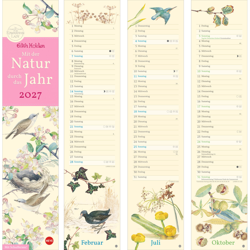 kalender, wandkalender, naturmotiv, jahreskalender, blumenvögel