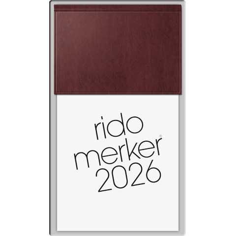 Tagesblock Merker 2026, 10,8 x 20,1 cm, 1T/1S, Miradur, dunkelrot RIDO 70-35 003 276