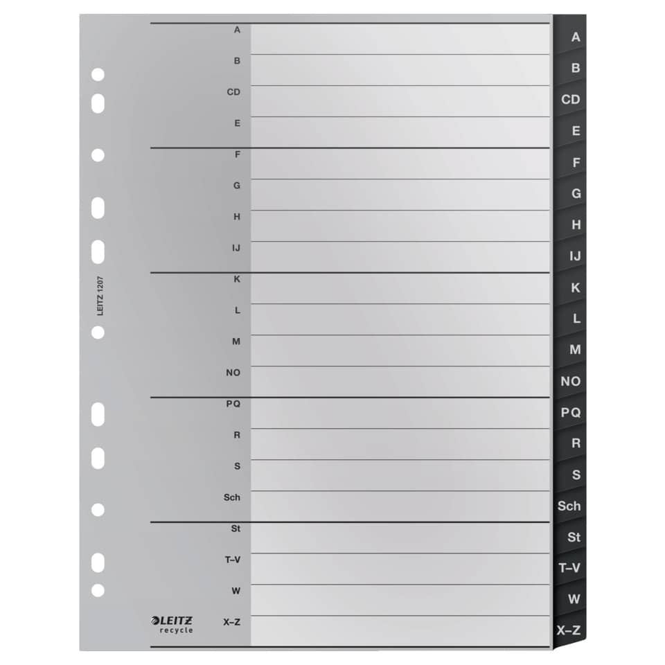 A4 Trennblatt, Indexkarte, Datei-Organiser, Plastikpaneel, Leitz Recycling