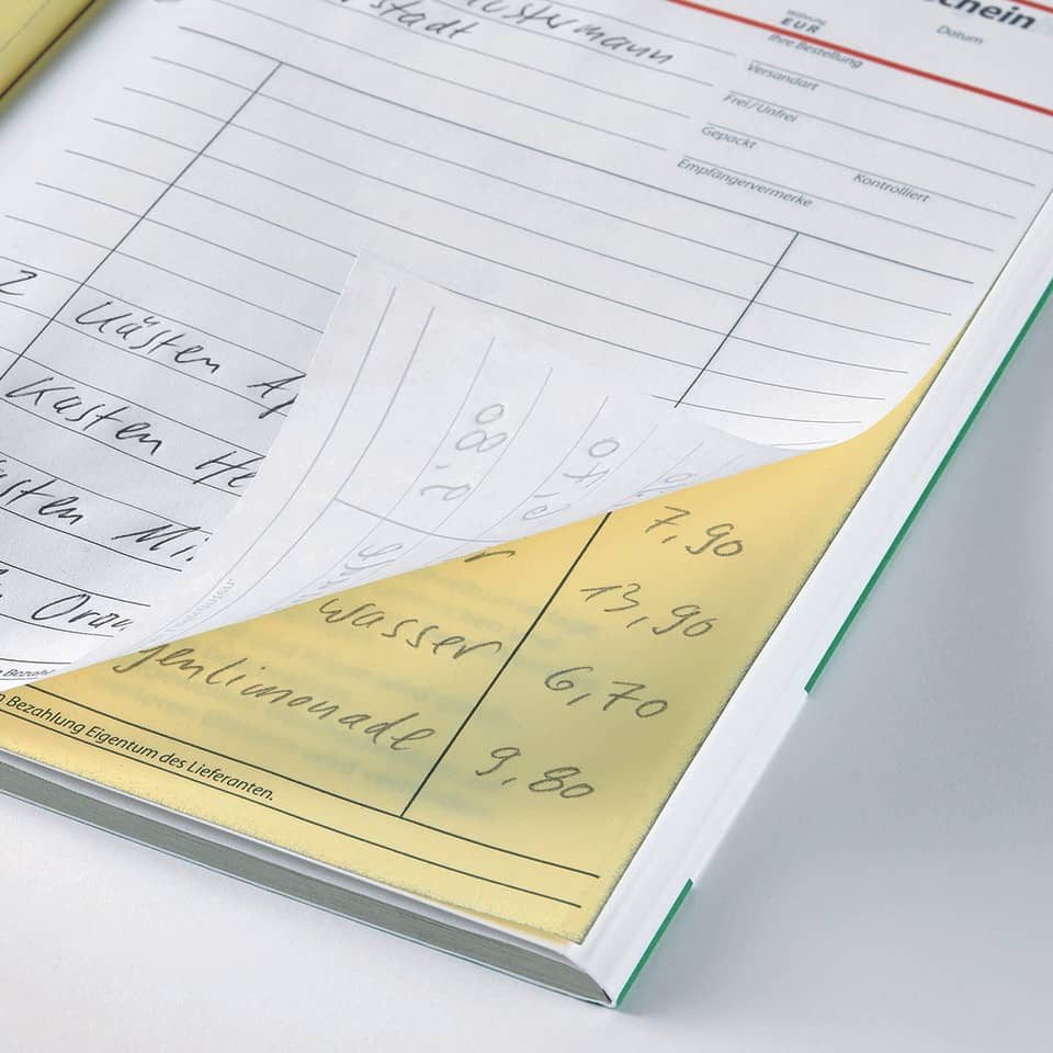 Kassenbeleg, Rechnung, Kundenformular, Seitenrand, Notizen