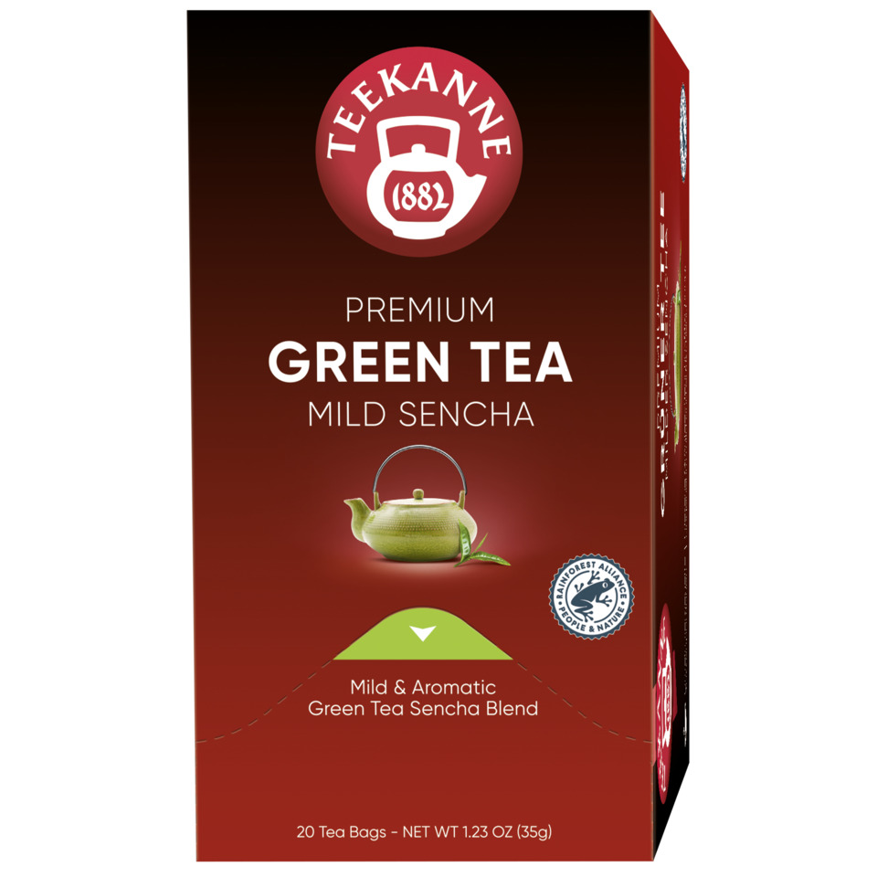 grüner tee, mild sencha, tee-beutel, netto 35 g, premium verpackung
