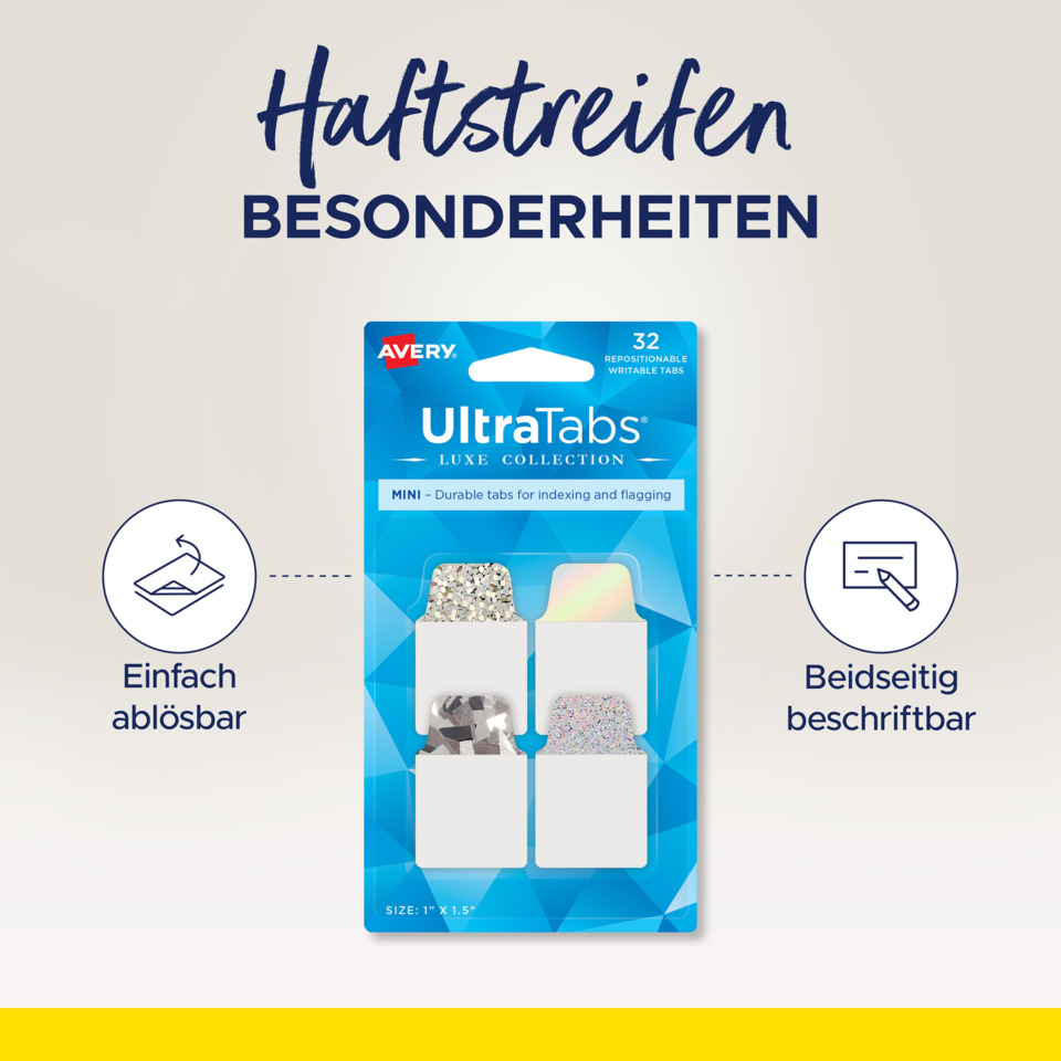 Ultratabs, Mini-Tabellen, Abziehbar, Beschriftbar, Etiketten-Tabs