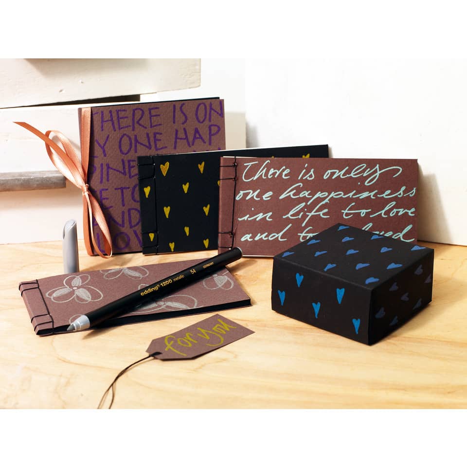 Notizbuch Set, Geschenkset, Pappkartons, handgeschriebene Schrift, Stiftzubehör