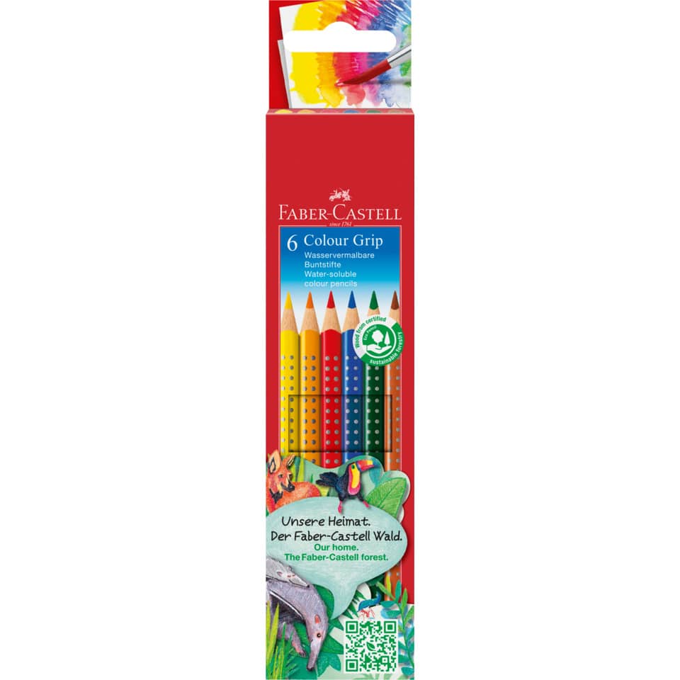 6 Farben, Farbstifte, Holzstifte, Farbgriff, Faber-Castell