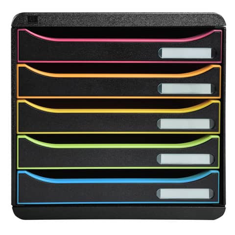 Schubladenbox BIG-BOX PLUS 5 offene Laden, schwarz/Harlekin EXACOMPTA 309914D
