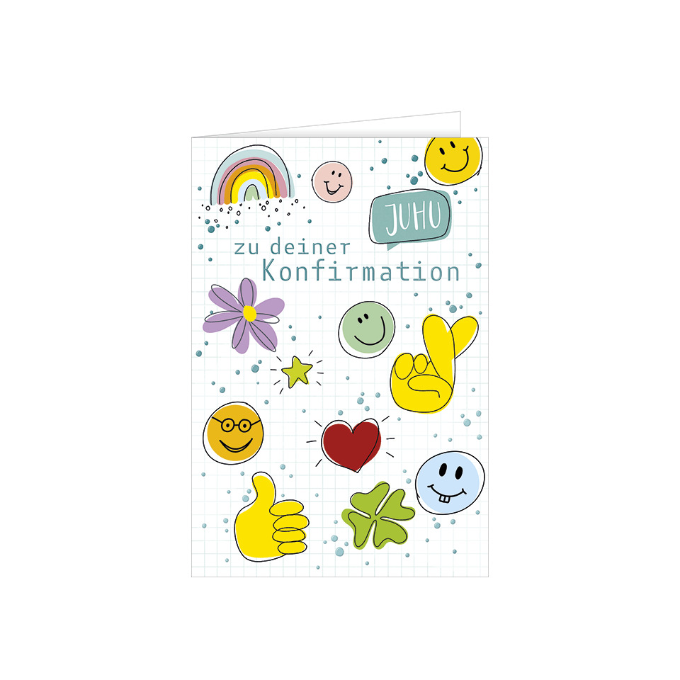 Grußkarte, Glückwunschkarte, Smileys, Motivkarten, Konfirmation