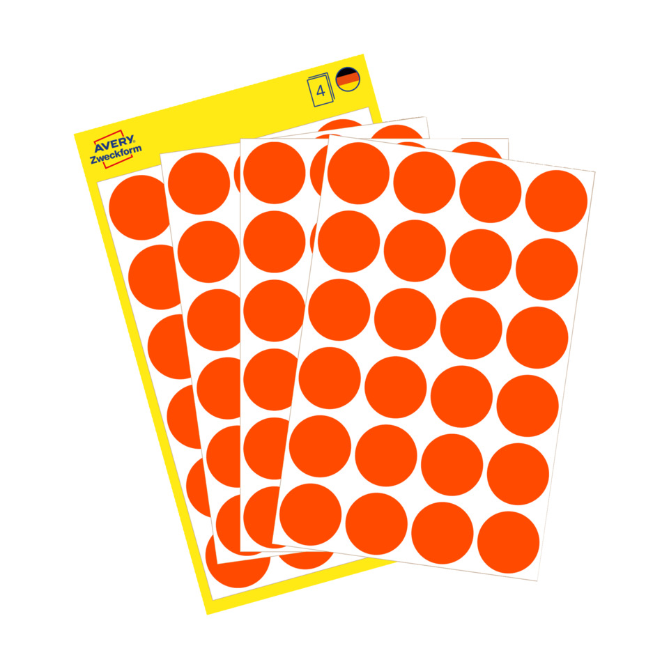 Aufkleber, Punkte, Orangene Kreise, Stickerblatt, Dekorfolie