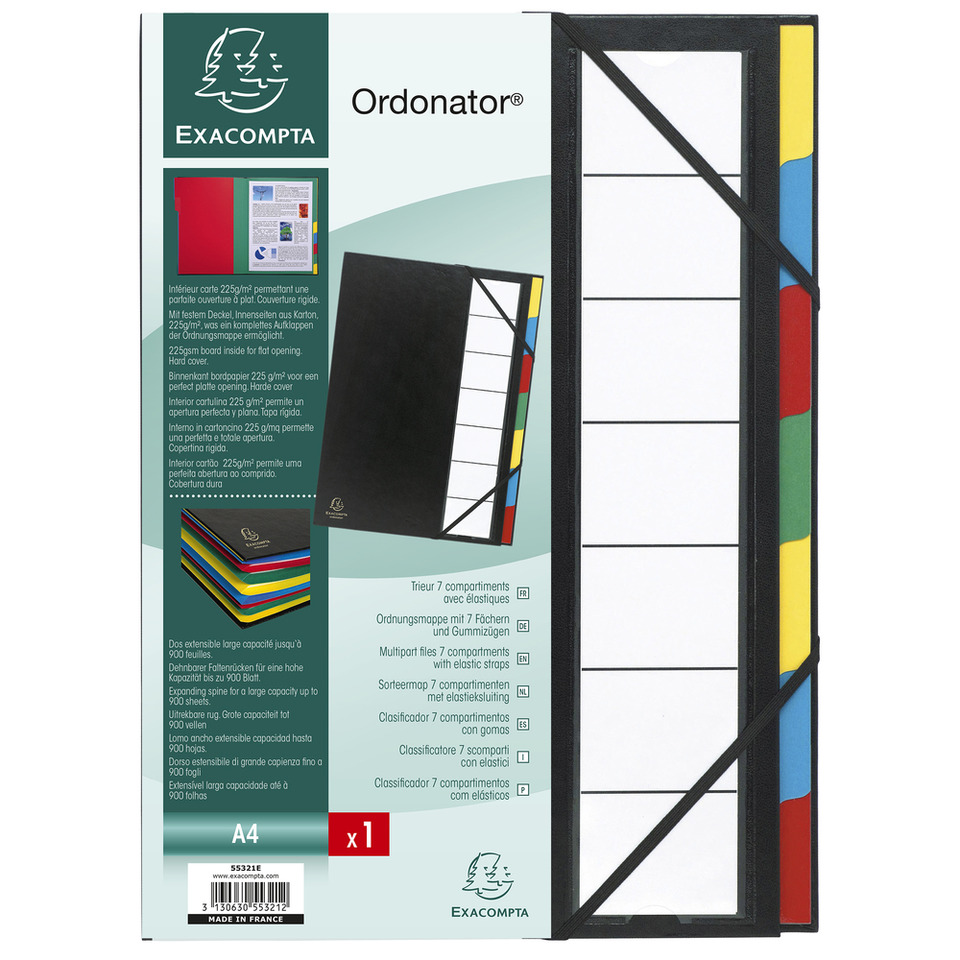 Ordnungsmappe Ordonator, 7 Fächer, A4 schwarz EXACOMPTA 55321E