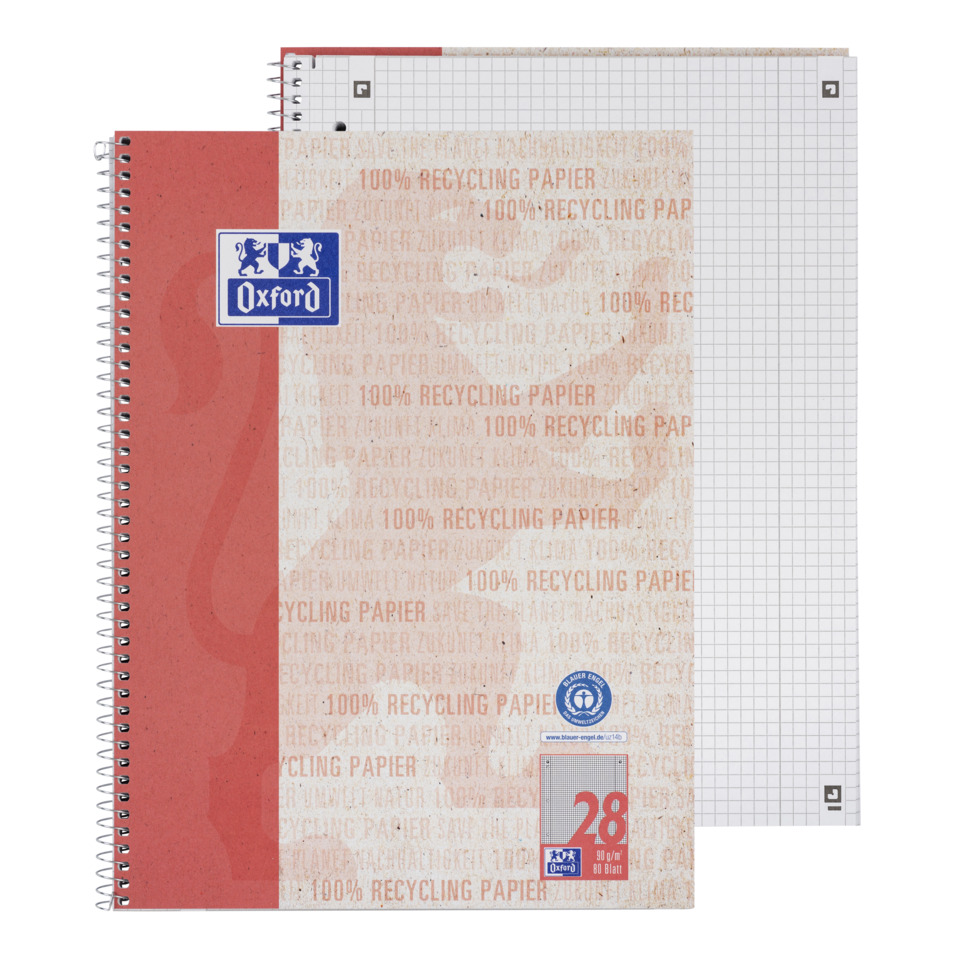 notebook, spiral-bound, recycling paper, orange cover, A4