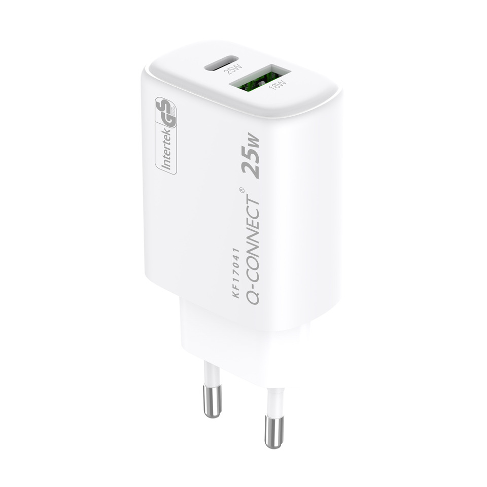 USB-ADC, Q-Connect 25W, Ladegerät, EU-Stecker, 2-Port USB