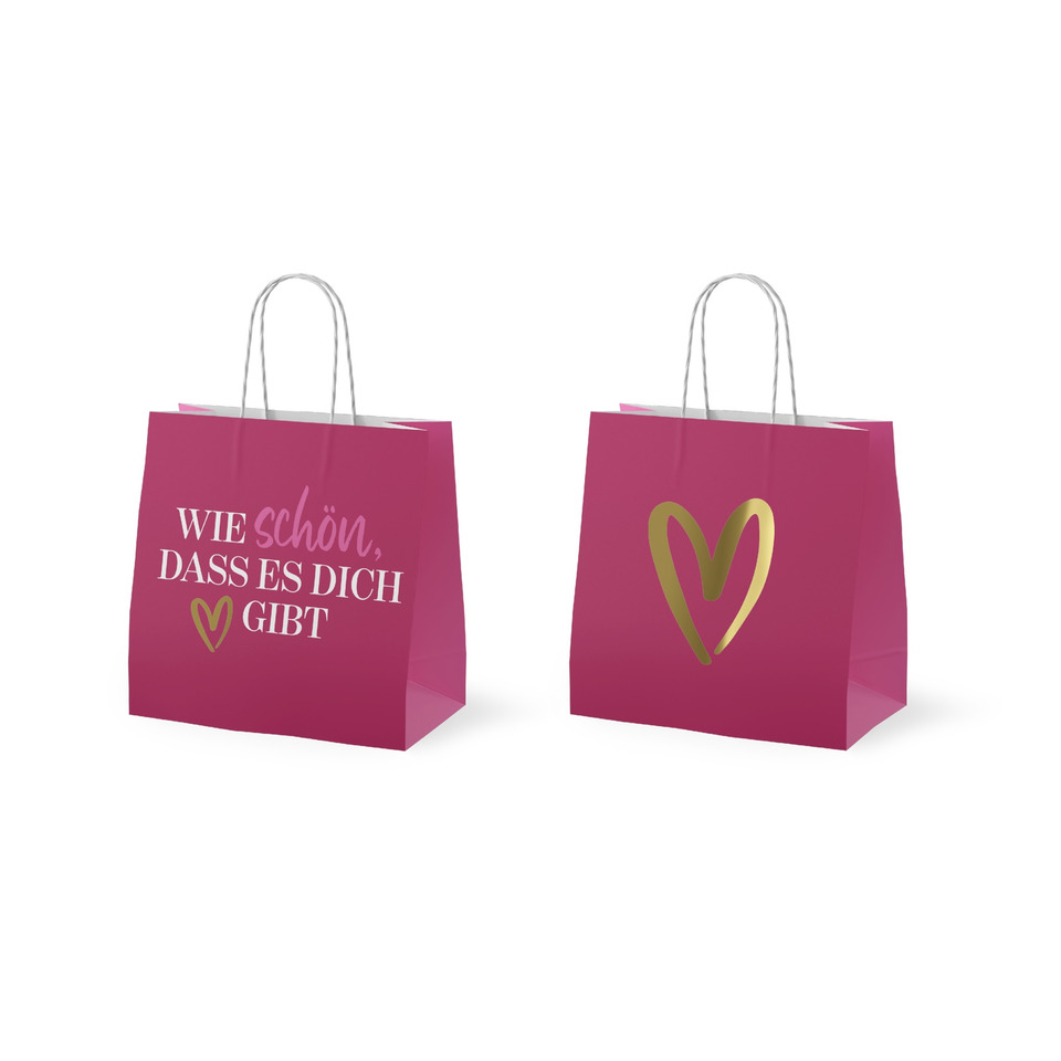 Tasche, Shopper, Pink, Herz, Textdruck